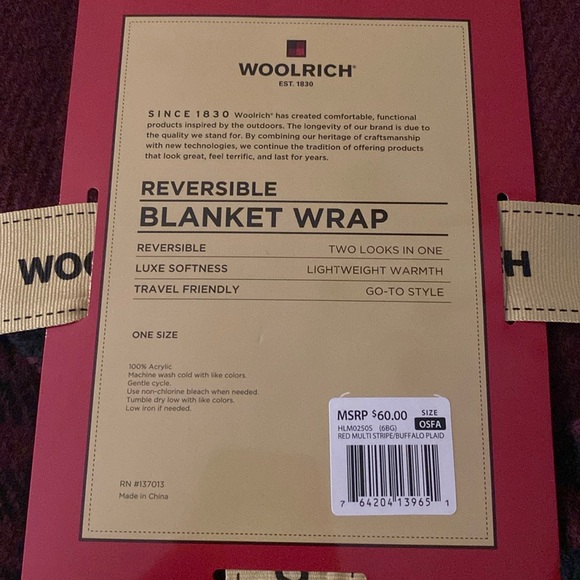 WOOLRICH NWT Reversible Blanket Wrap - Picture 3 of 3